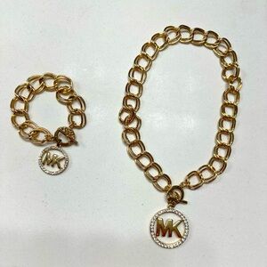 Michael Kors Gold Necklace and Bracelet